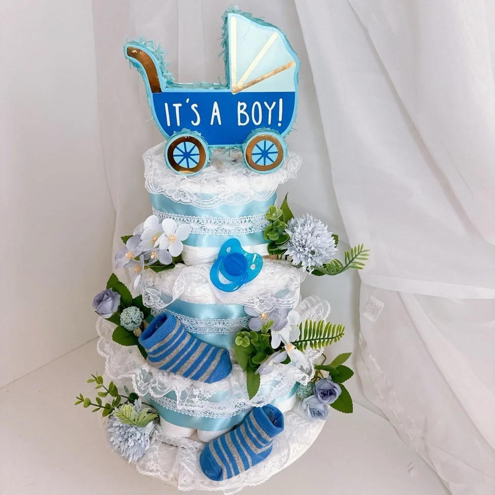 Baby Boy Diaper Cake, Baby Shower Gift